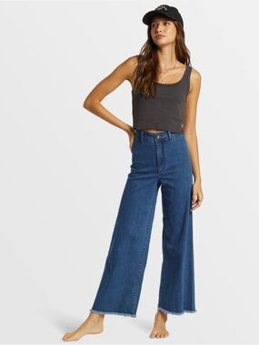 Billabong Free Fall Fray Hem Stretch Wide Leg Jeans Size 27